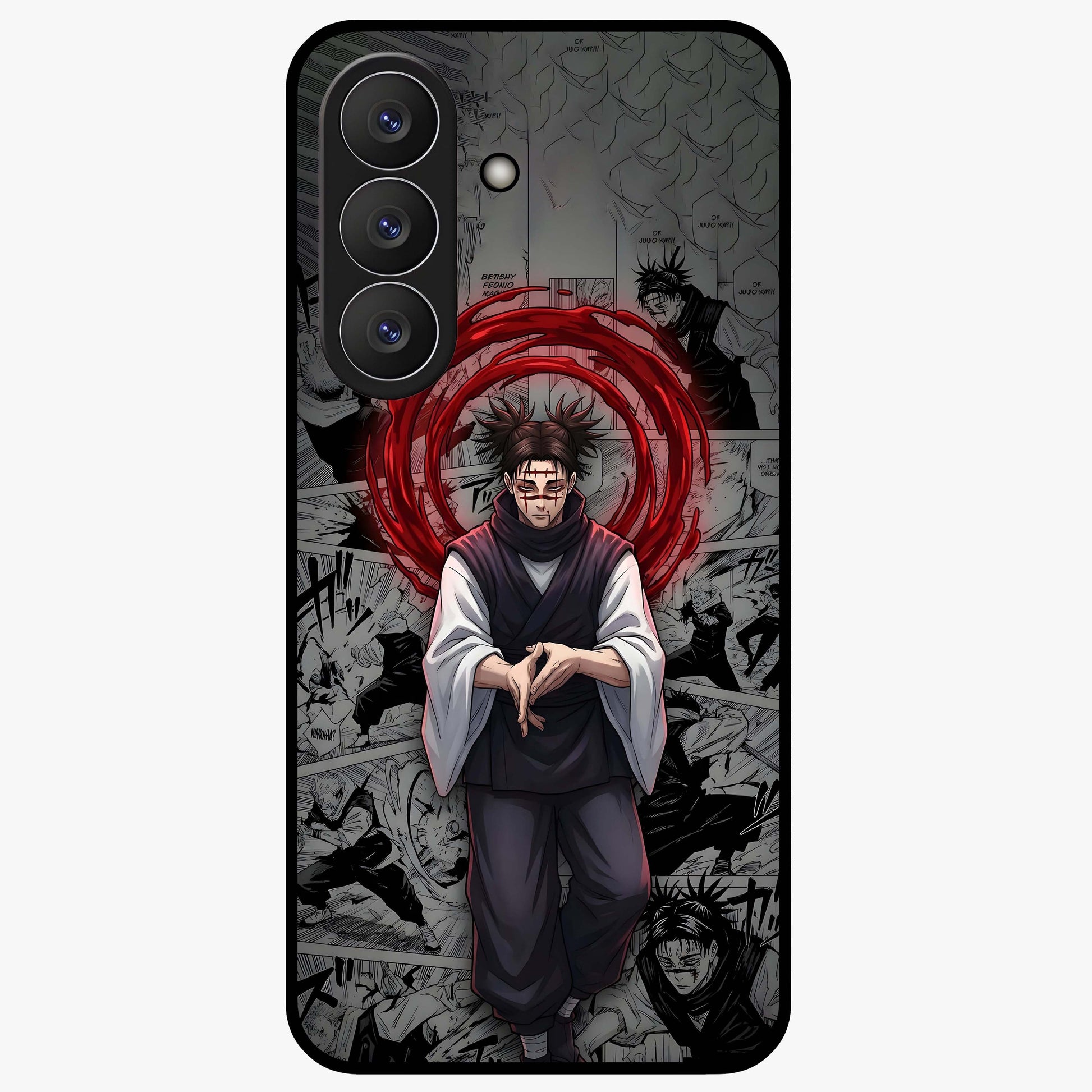 Cursed Ritual Ascension Glass Case showing flat back view with dark ritual themed artwork and glossy glass finish.