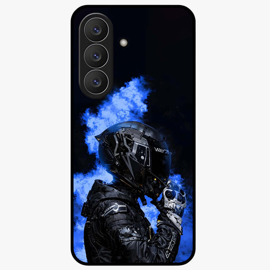 Cyber Sentinel Protocol Glass Case showing flat back view with futuristic cyber themed artwork and glossy glass finish.