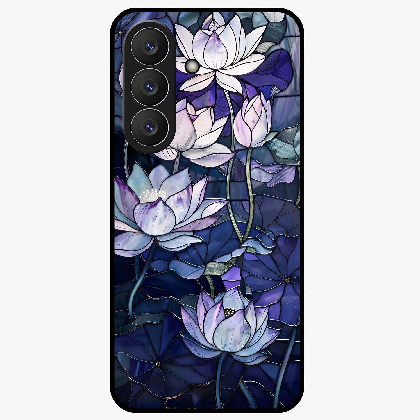 Gloss Petal Rush Glass Case showing flat back view with glossy flower petal artwork and smooth glass finish.