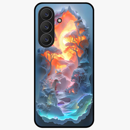 Glow Forest Portal Glass Case showing flat back view with glowing forest portal artwork and glossy glass finish.