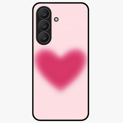 Pink Aura Heart Glass Case showing flat back view with glowing heart artwork and glossy glass finish.