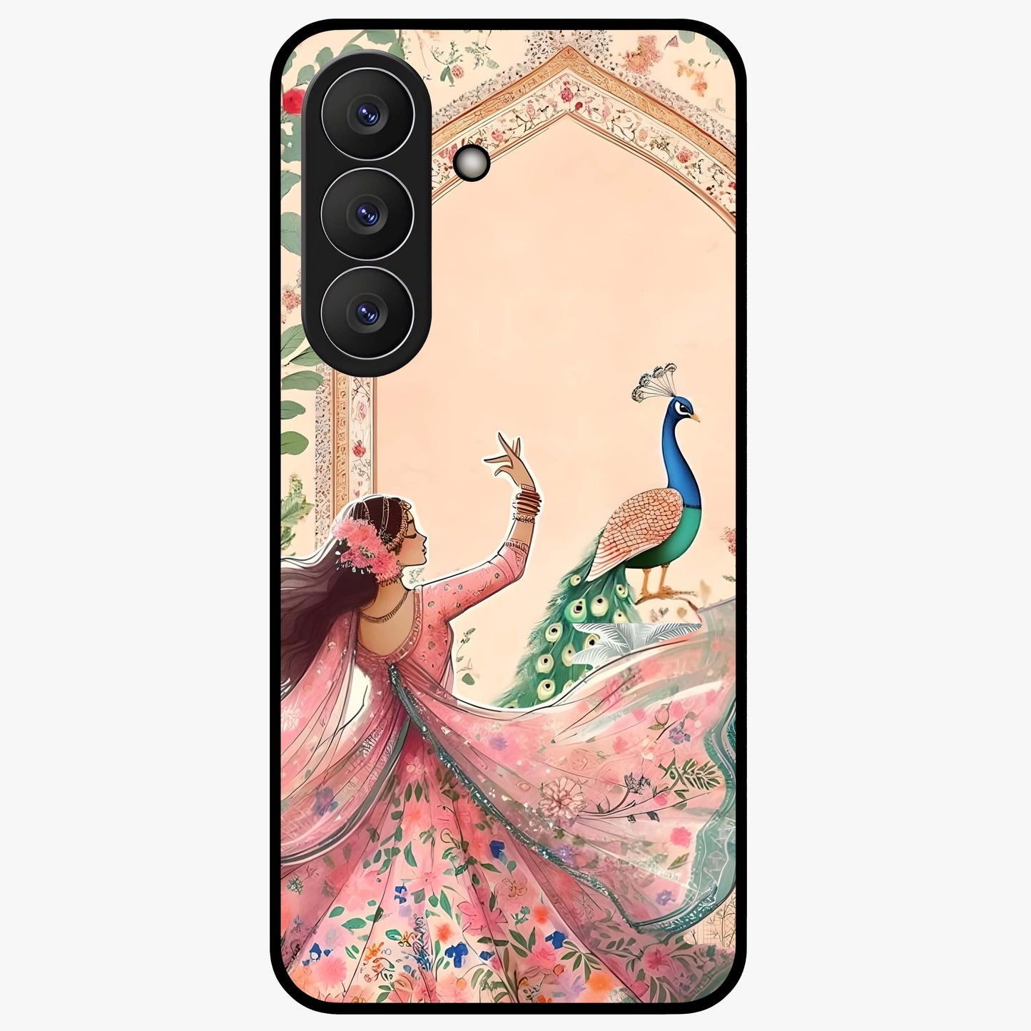 Royal Grace Muse Glass Case showing flat back view with elegant artistic artwork and glossy glass finish.