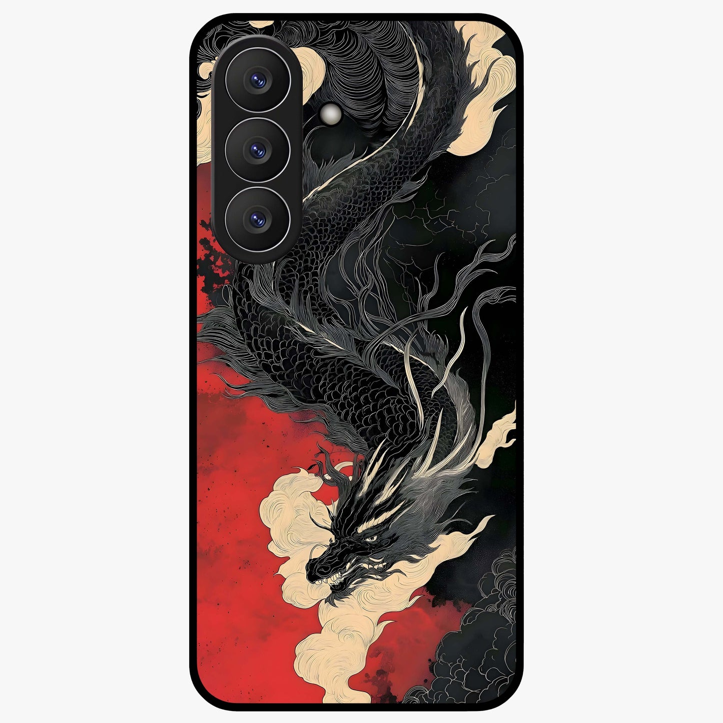 Shadow Dragon Fury Glass Case showing flat back view with fierce dragon artwork and glossy glass finish.