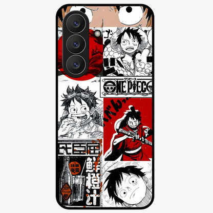 Strawhat Chaos Panels Glass Case showing flat back view with anime inspired chaos panel artwork and glossy glass finish.