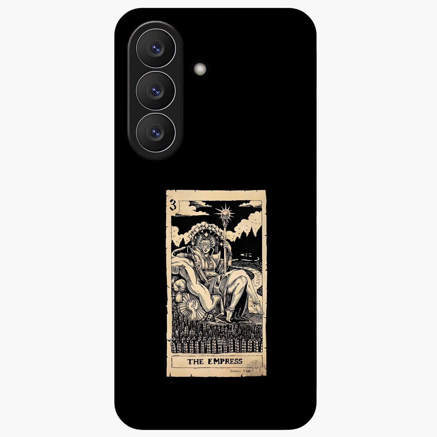 The Empress Glass Case showing flat back view with regal feminine artwork and glossy glass finish.