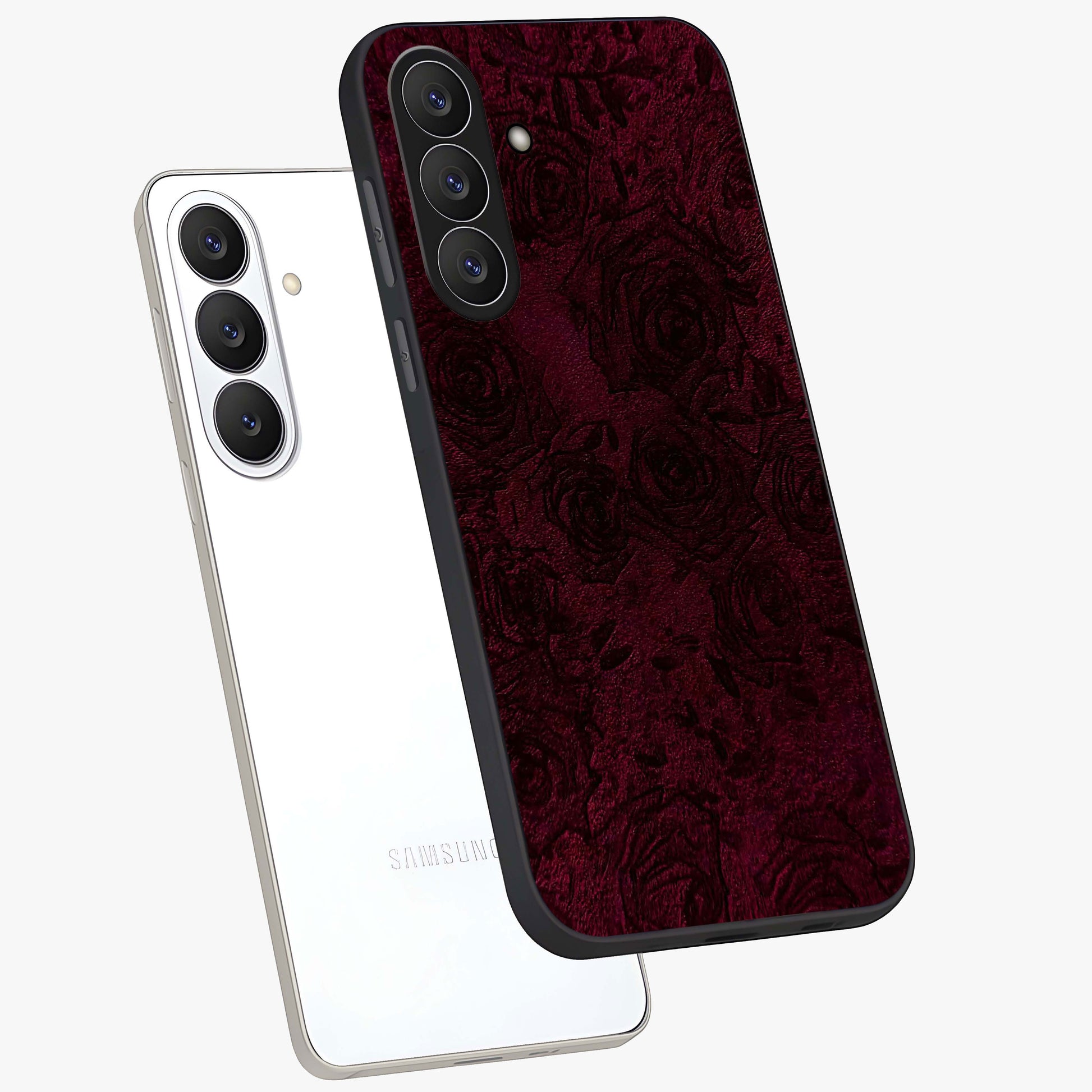 Crimson Fade Flow Glass Case displayed in angled mockup highlighting smooth gradient design with modern aesthetic style.