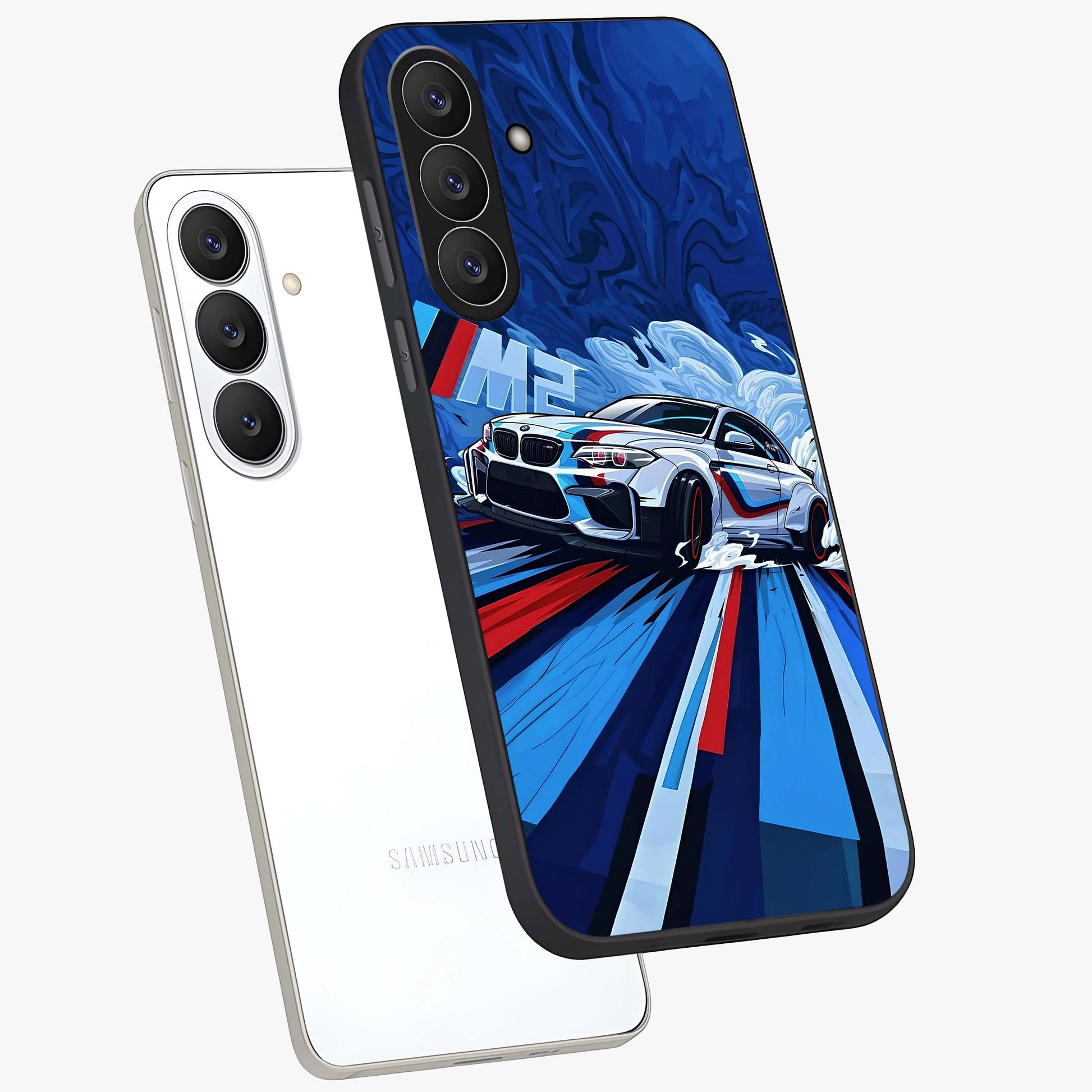 Drift Power Rush Glass Case displayed in angled mockup highlighting powerful drift car design with sporty aesthetic style.