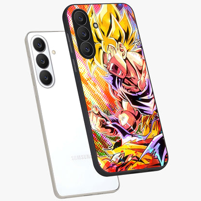 Firing Goku Glass Case displayed in angled mockup highlighting dynamic anime character design with action aesthetic.