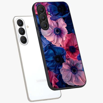 Flower Paper Art Pattern Glass Case displayed in angled mockup highlighting layered paper flower design with artistic aesthetic.