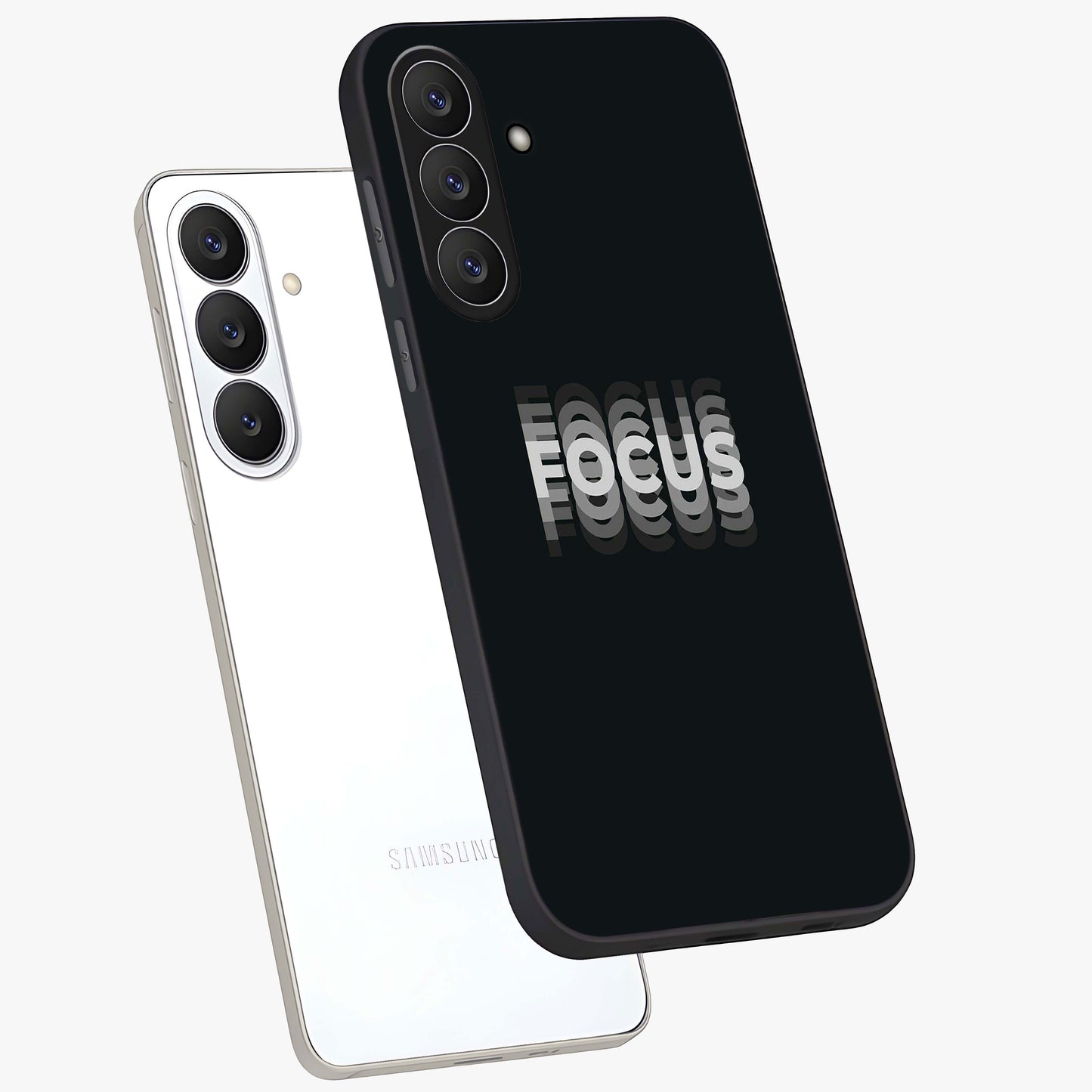 Focused Blade Discipline Glass Case displayed in angled mockup highlighting clean minimal text artwork with modern aesthetic style.