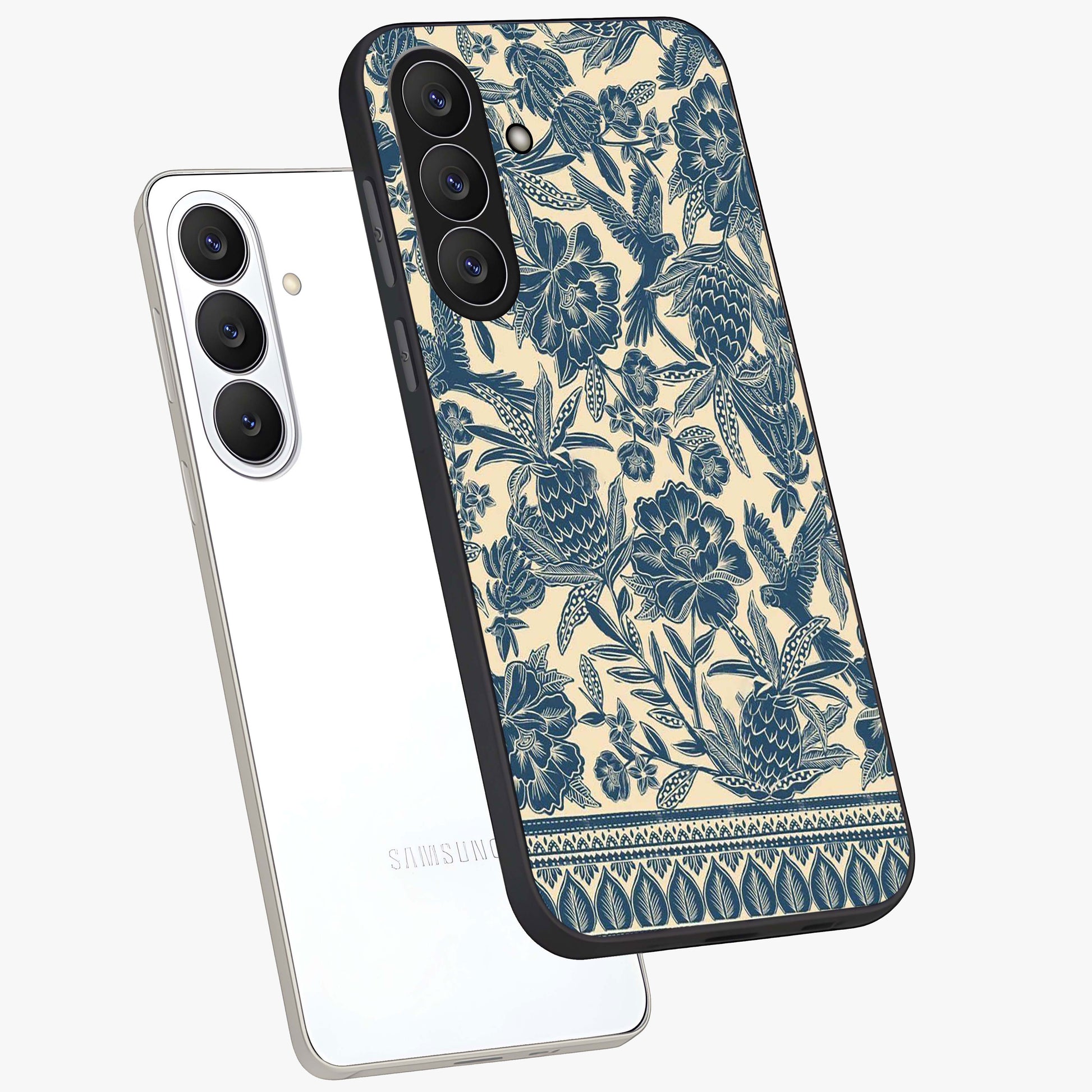 Heirloom Wild Bloom Glass Case displayed in angled mockup highlighting botanical bloom design with classic aesthetic style.