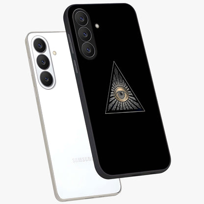 Illuminati Evil Glass Case displayed in angled mockup highlighting dark occult inspired design with bold aesthetic style.