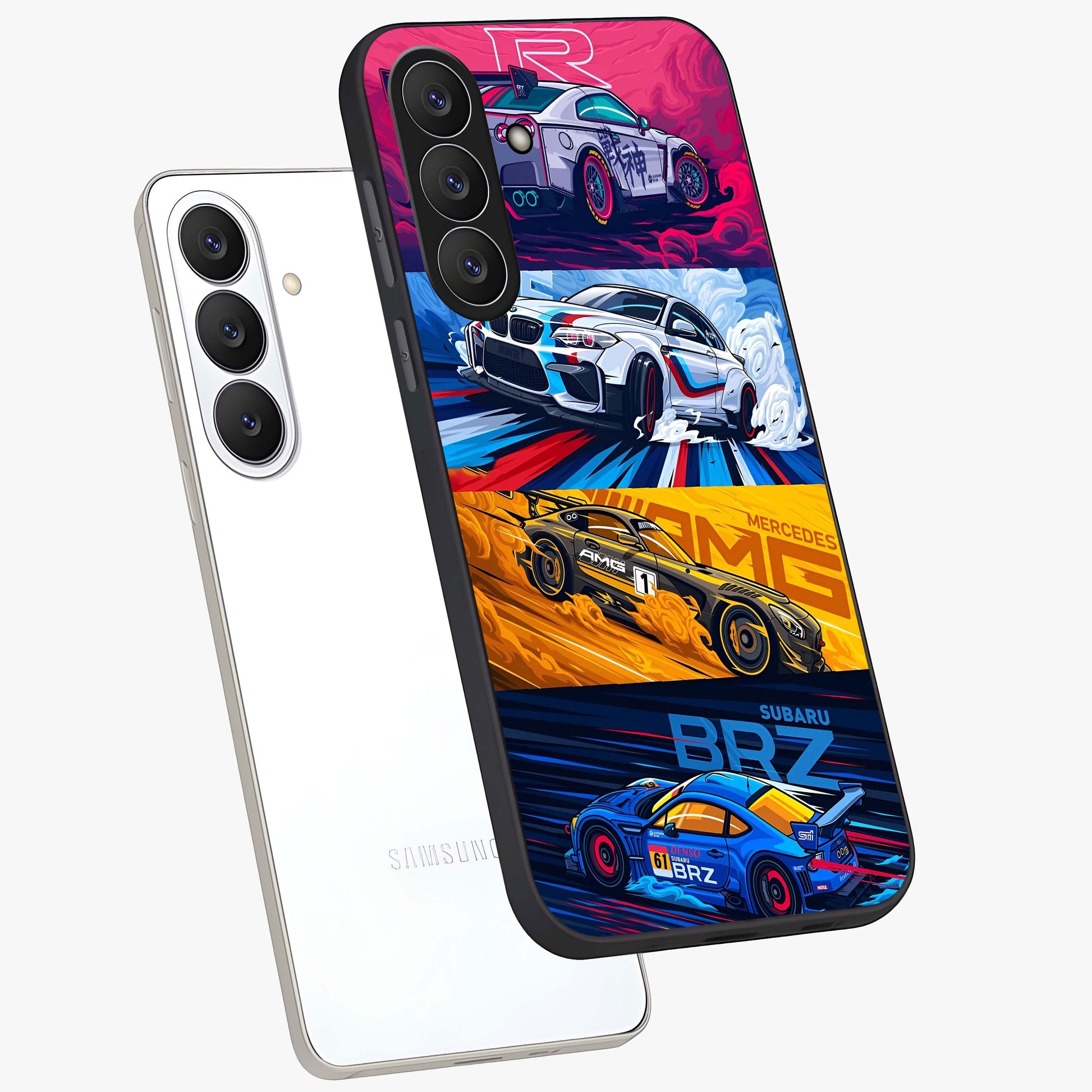 JDM Sports Car Glass Case displayed in angled mockup highlighting sleek Japanese racing car design with automotive aesthetic.