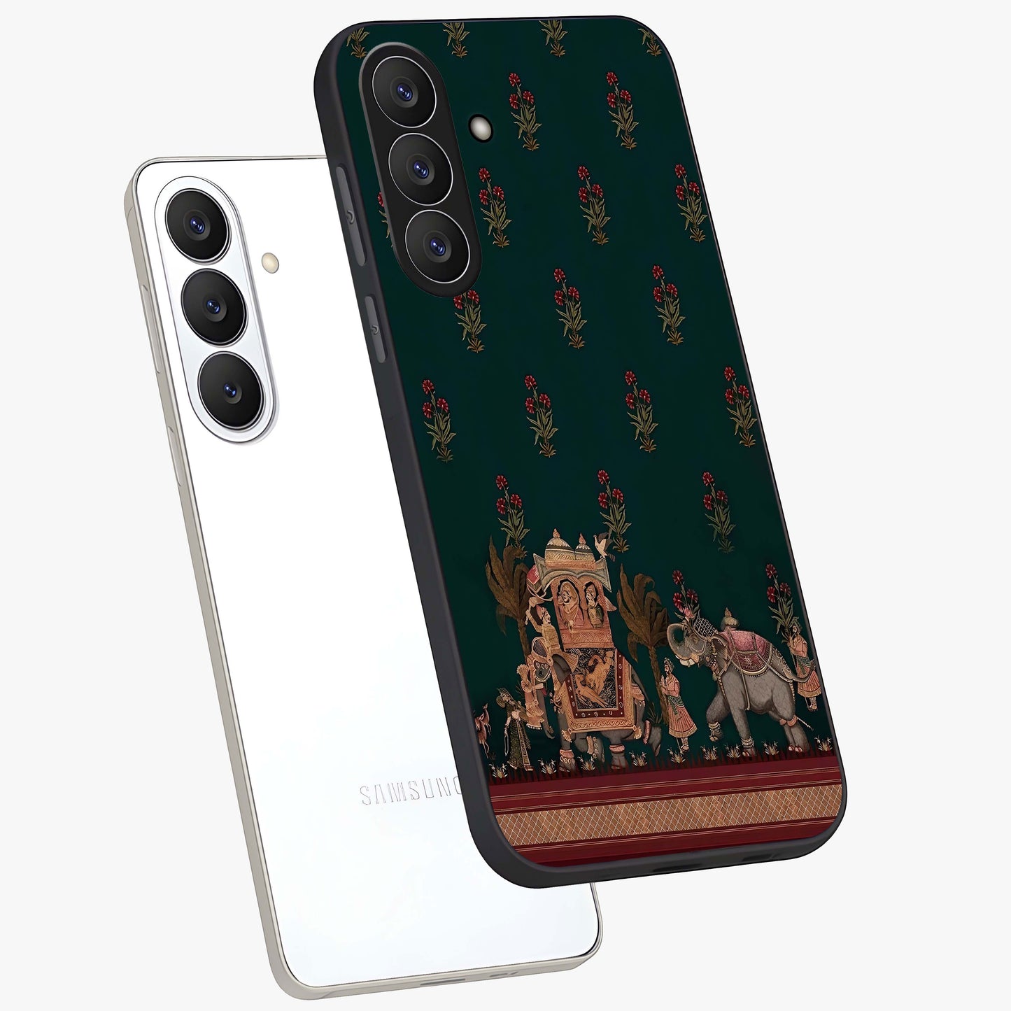 Macmerise Glass Case displayed in angled mockup highlighting trendy graphic design with sleek aesthetic style.