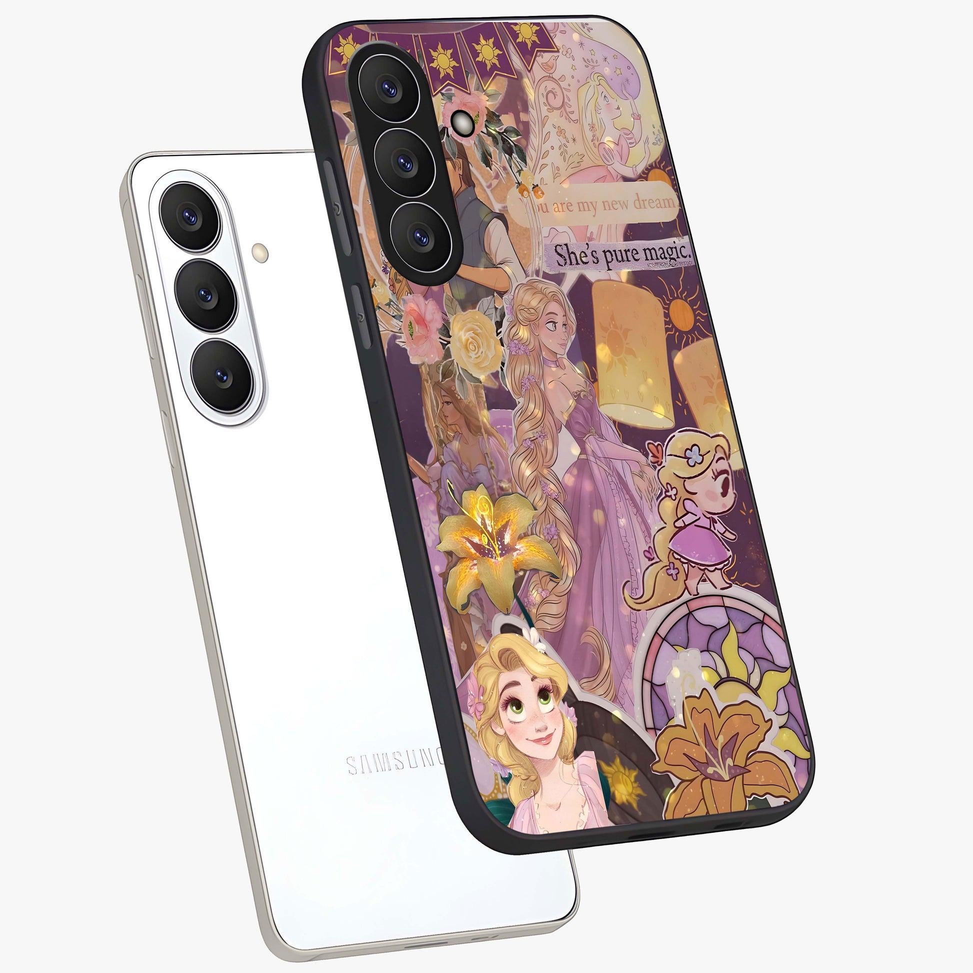 Magical Tangled Dream Glass Case displayed in angled mockup highlighting whimsical fantasy design with magical aesthetic.