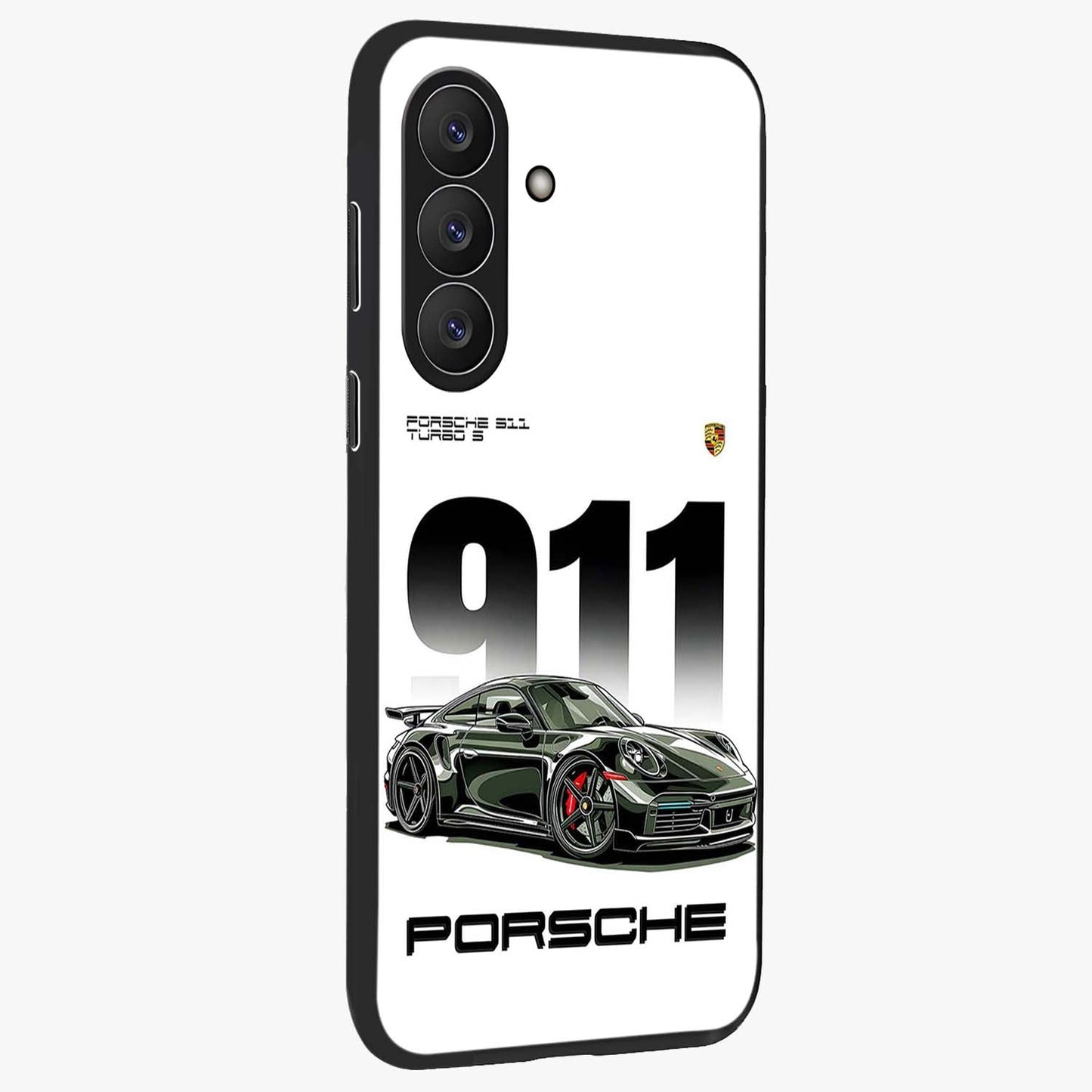 911 Turbo Dominance Glass Case upright perspective showcasing powerful racing design and modern automotive aesthetic.