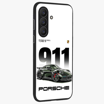 911 Turbo Dominance Glass Case upright perspective showcasing powerful racing design and modern automotive aesthetic.