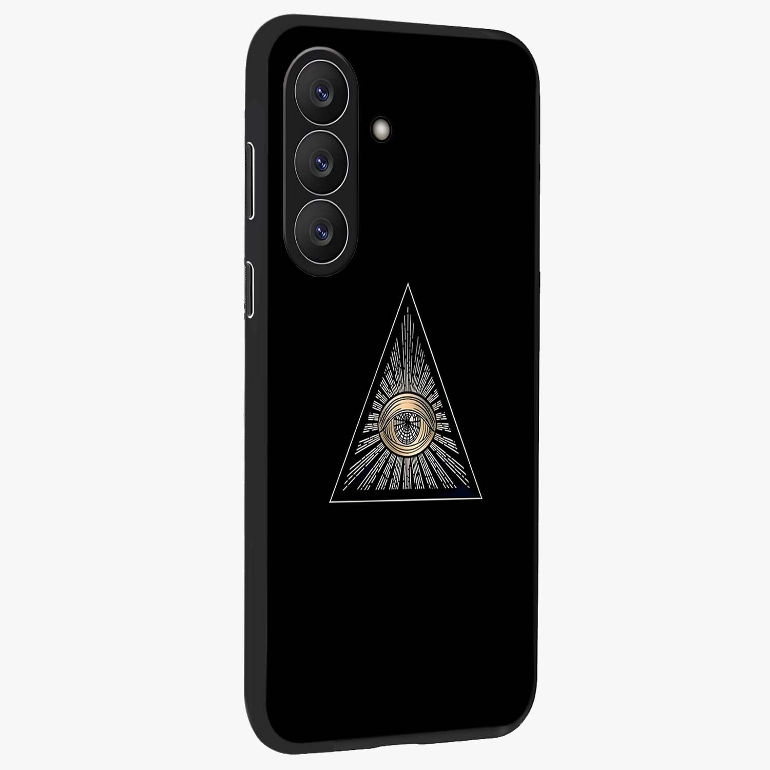Illuminati Evil Glass Case upright view showcasing striking illuminati artwork with mysterious symbolic theme.