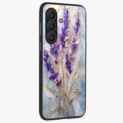Lavender Dream Glow Glass Case upright view showcasing radiant lavender glow artwork with calming dreamy theme.