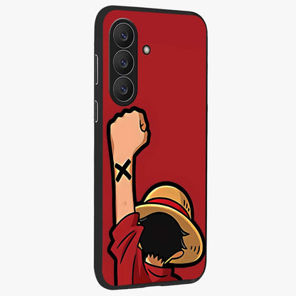 Luffy X Spirit Glass Case upright view showcasing striking anime artwork with adventurous character theme.