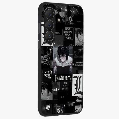 Midnight Chaos Mind Glass Case upright view showcasing expressive abstract artwork with bold dark theme.