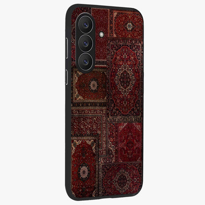 Persian Velvet Tale Glass Case upright view showcasing elegant Persian artwork with classic heritage theme.