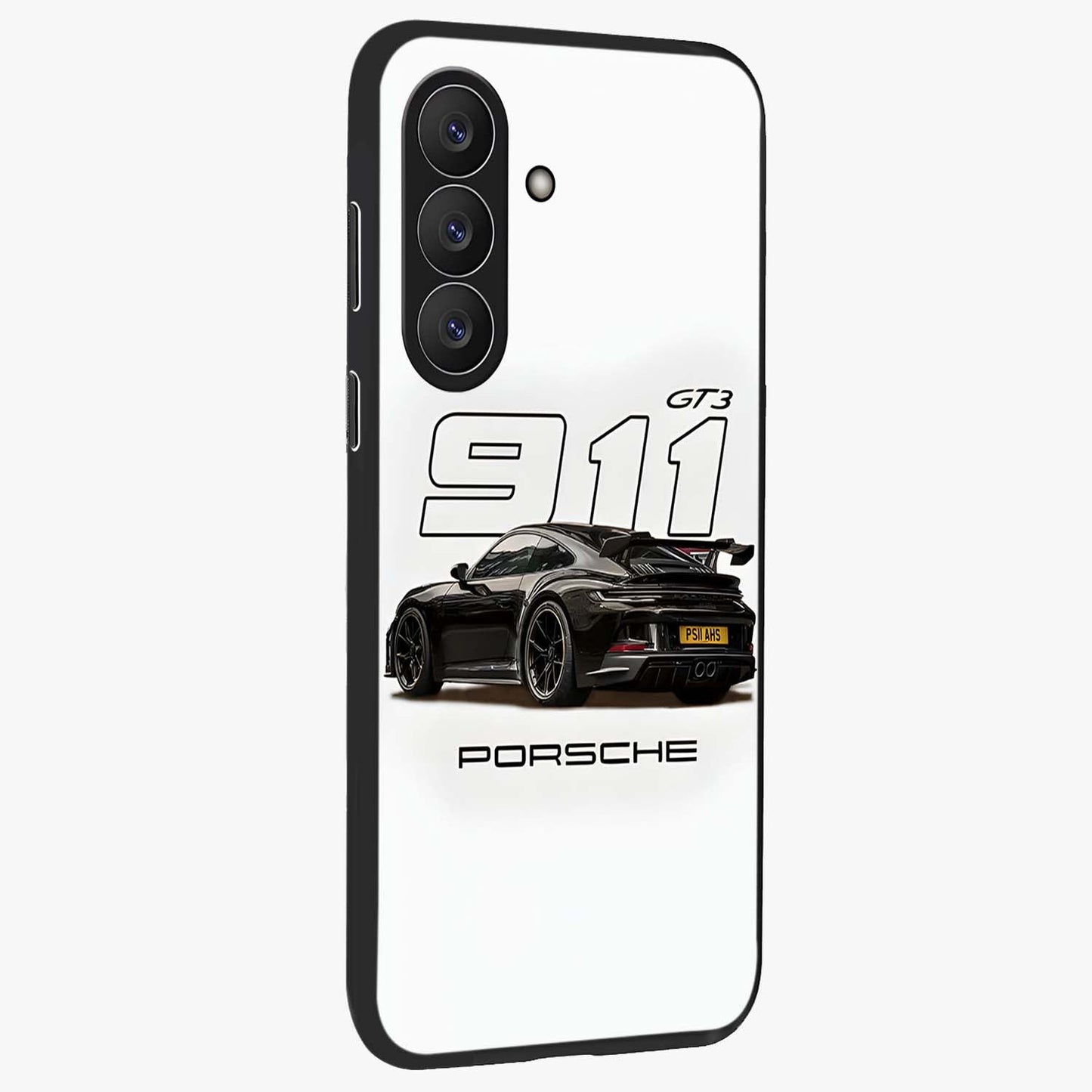 Turbo Legacy Icon Glass Case upright view showcasing bold racing inspired artwork with classic car theme.