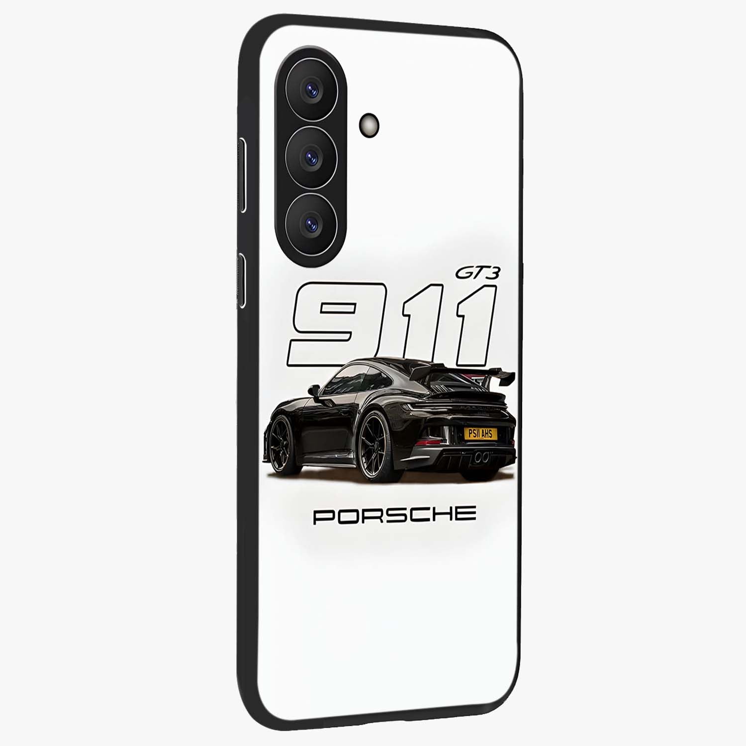 Turbo Legacy Icon Glass Case upright view showcasing bold racing inspired artwork with classic car theme.