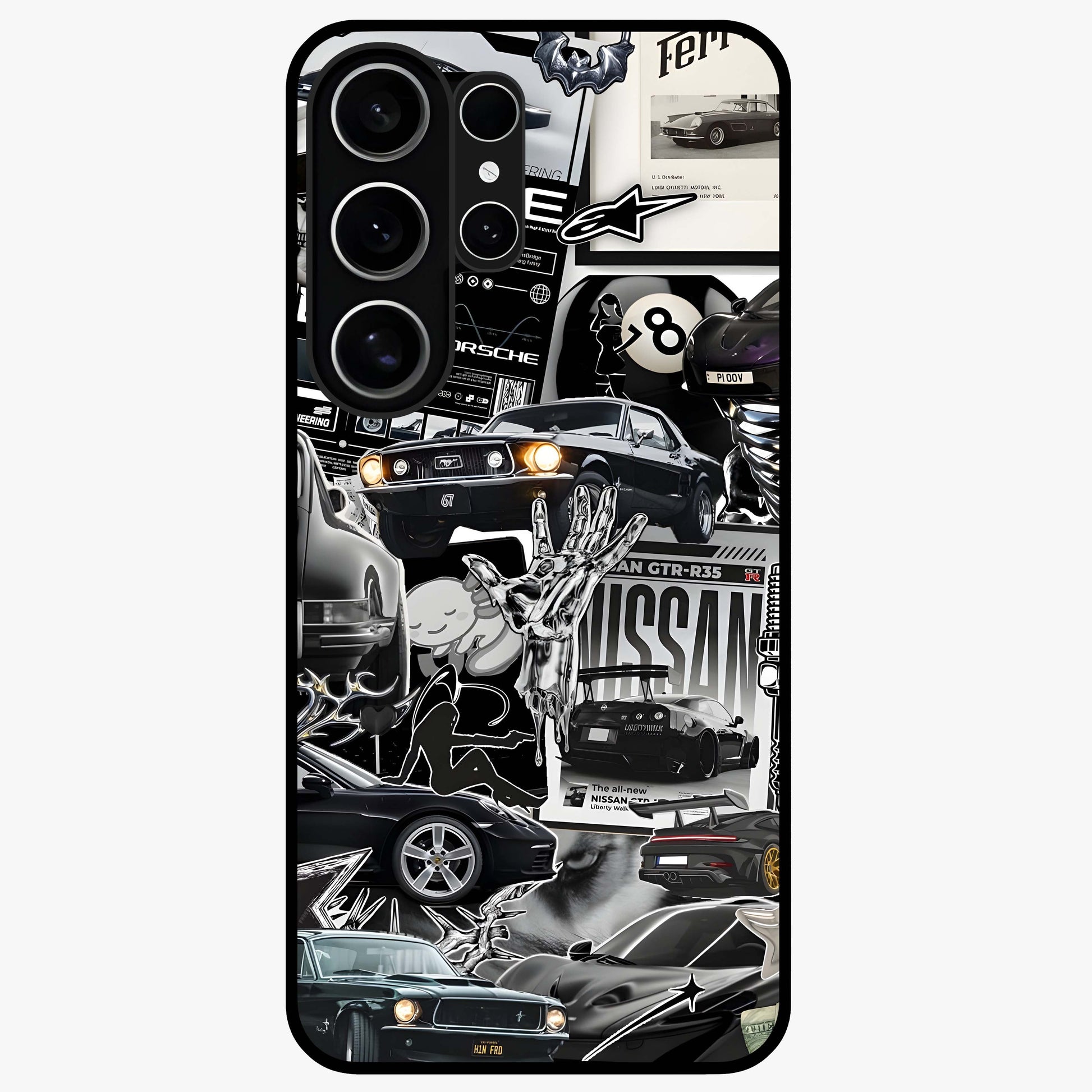 Aesthetic Dark Love Glass Case showing flat back view with dark romantic artwork and glossy glass finish.