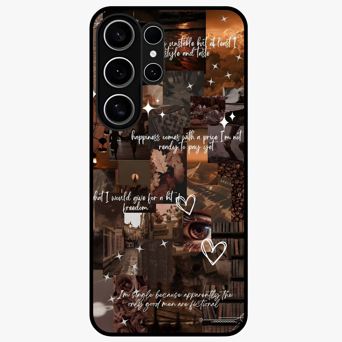 Bittersweet Aesthetic Chaos Glass Case showing flat back view with artistic chaotic aesthetic design and glossy glass finish.