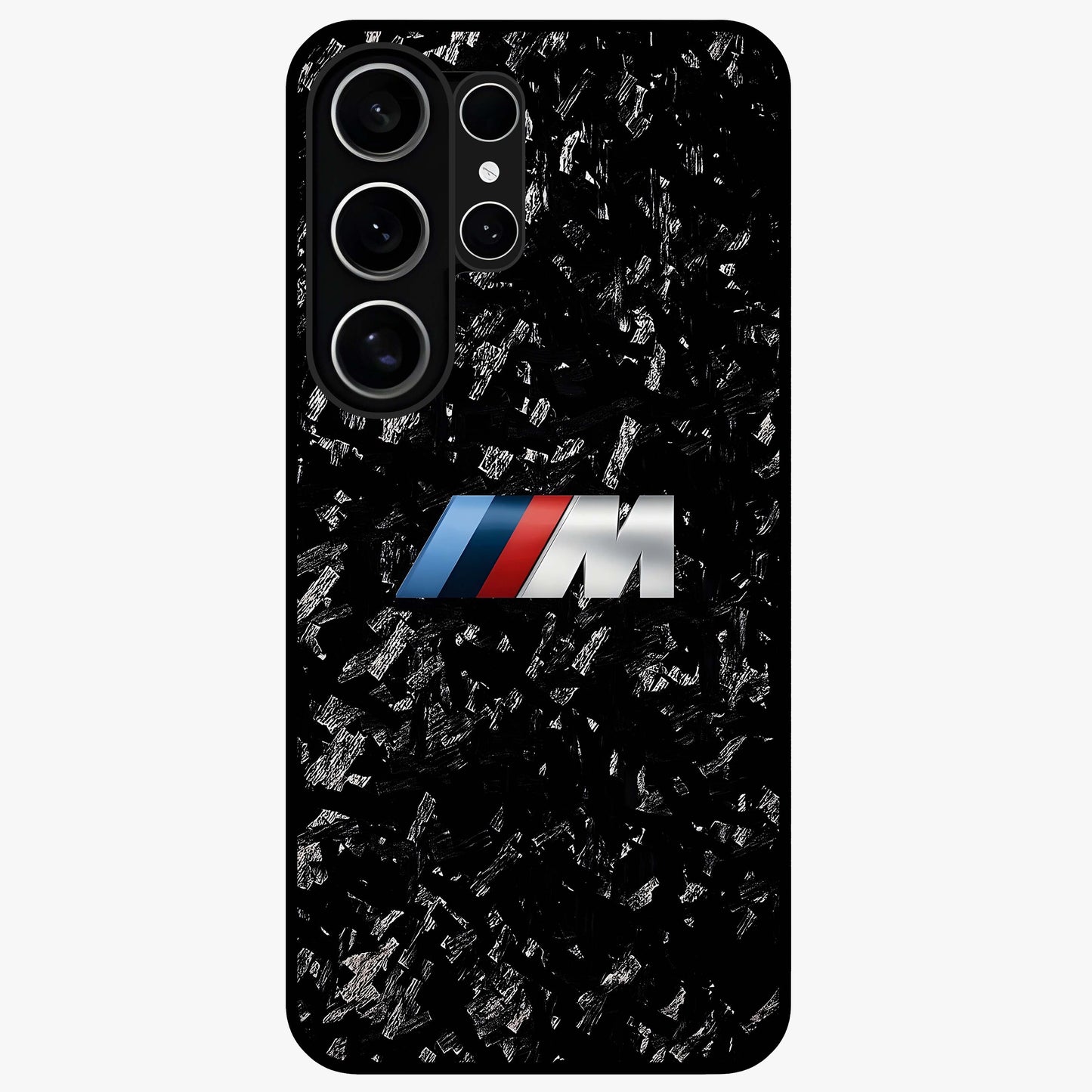 Carbon Speed Mark Glass Case showing flat back view with sporty carbon pattern artwork and glossy glass finish.
