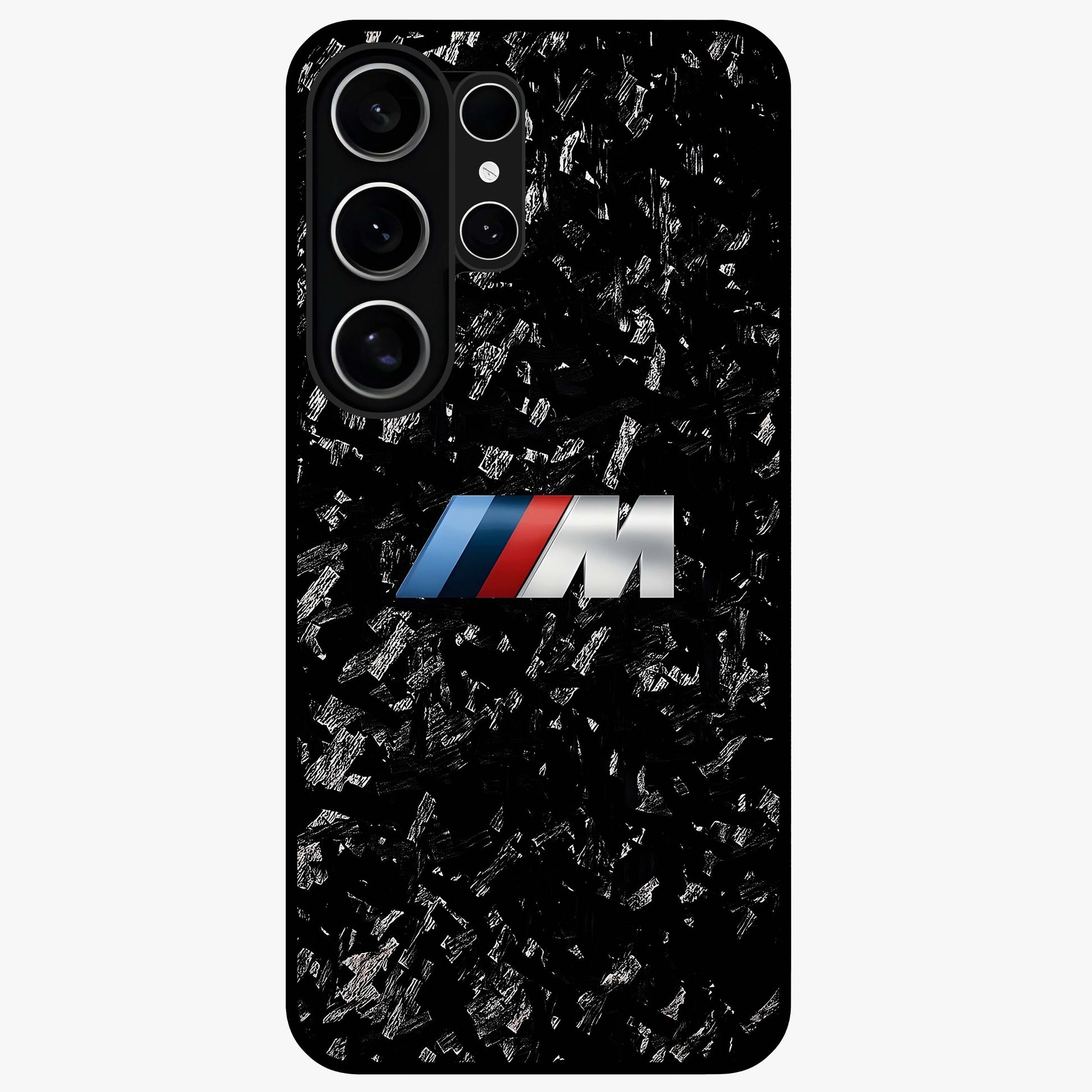 Carbon Speed Mark Glass Case showing flat back view with sporty carbon pattern artwork and glossy glass finish.