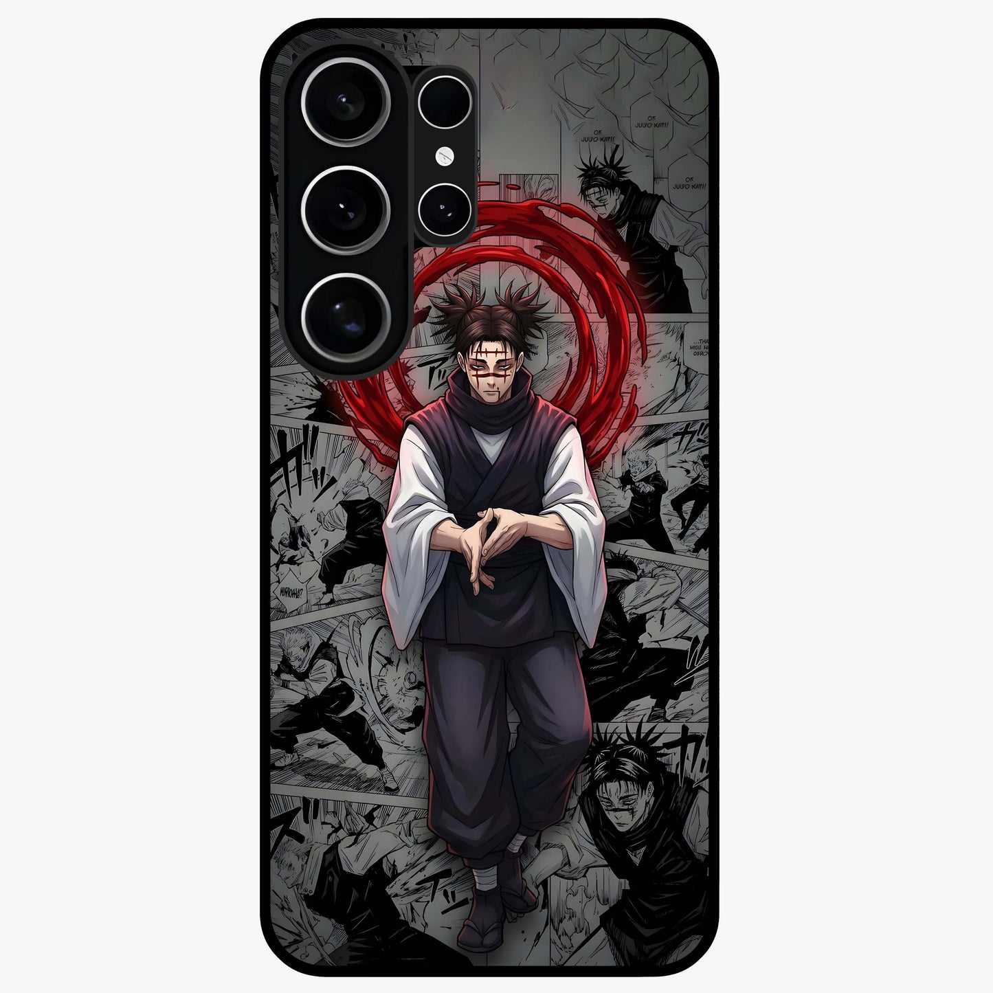 Cursed Ritual Ascension Glass Case showing flat back view with dark ritual themed artwork and glossy glass finish.