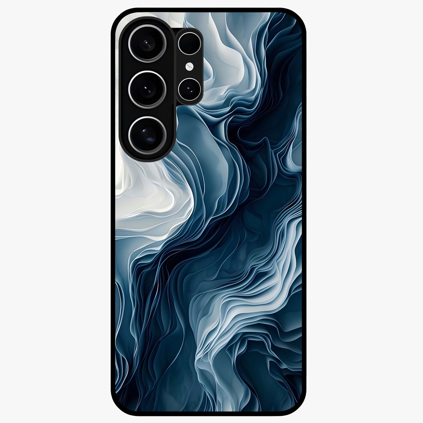 Ethereal Paper Marble Glass Case showing flat back view with soft marble paper texture artwork and glossy glass finish.