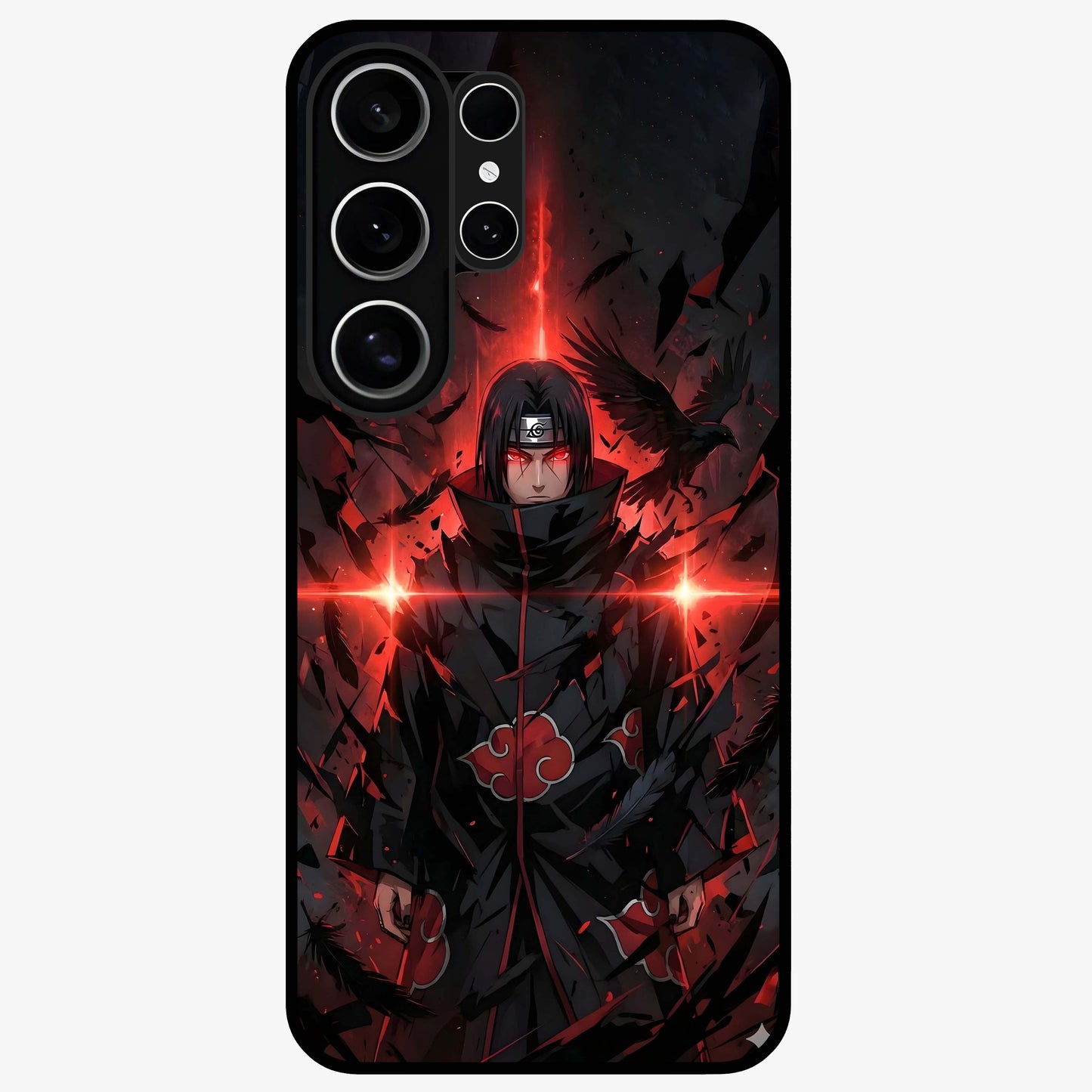 Focus Mode On Glass Case showing flat back view with bold motivational typography design and glossy glass finish.
