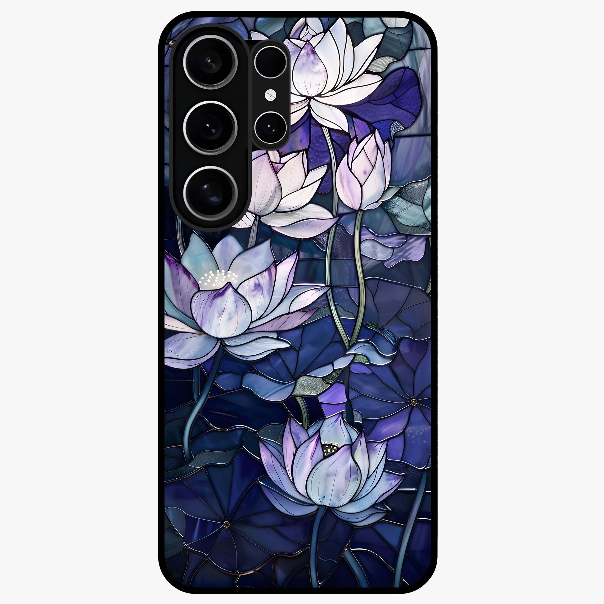 Gloss Petal Rush Glass Case showing flat back view with glossy flower petal artwork and smooth glass finish.