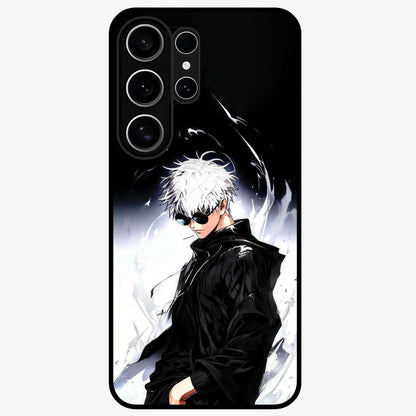 Limitless Shadow King Glass Case showing flat back view with powerful shadow warrior artwork and glossy glass finish.