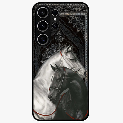Majestic Ride Legacy Glass Case showing flat back view with powerful automotive inspired artwork and glossy glass finish.