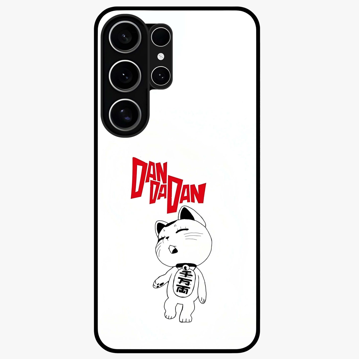 Playful Spirit Charm Glass Case showing flat back view with cheerful charm themed artwork and glossy glass finish.