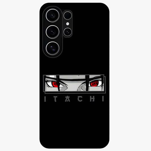 Scarlet Gaze Dominance Glass Case showing flat back view with striking red themed artwork and glossy glass finish.