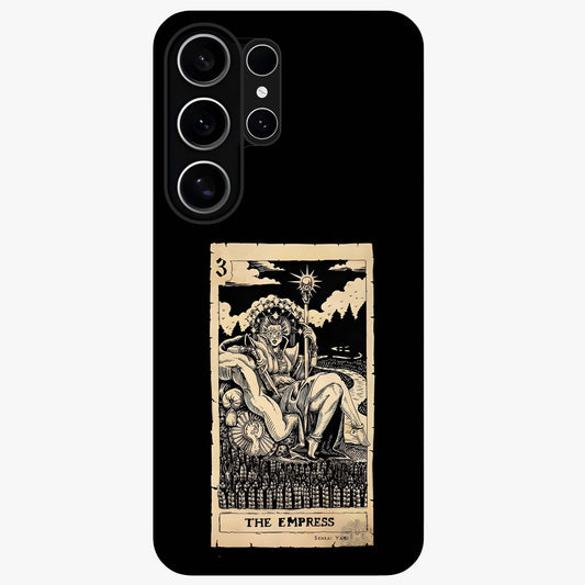 The Empress Glass Case showing flat back view with regal feminine artwork and glossy glass finish.