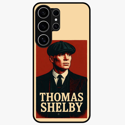 Vintage Mafia Authority Glass Case showing flat back view with bold vintage mafia inspired artwork and glossy glass finish.