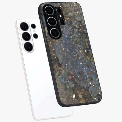 Aesthetic Astrolophia Glass Case displayed in angled mockup highlighting artistic aesthetic elements and smooth glass surface.