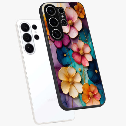 Artlyn Grace Flower Pattern Glass Case displayed in angled mockup highlighting delicate flower pattern design and smooth glass surface.