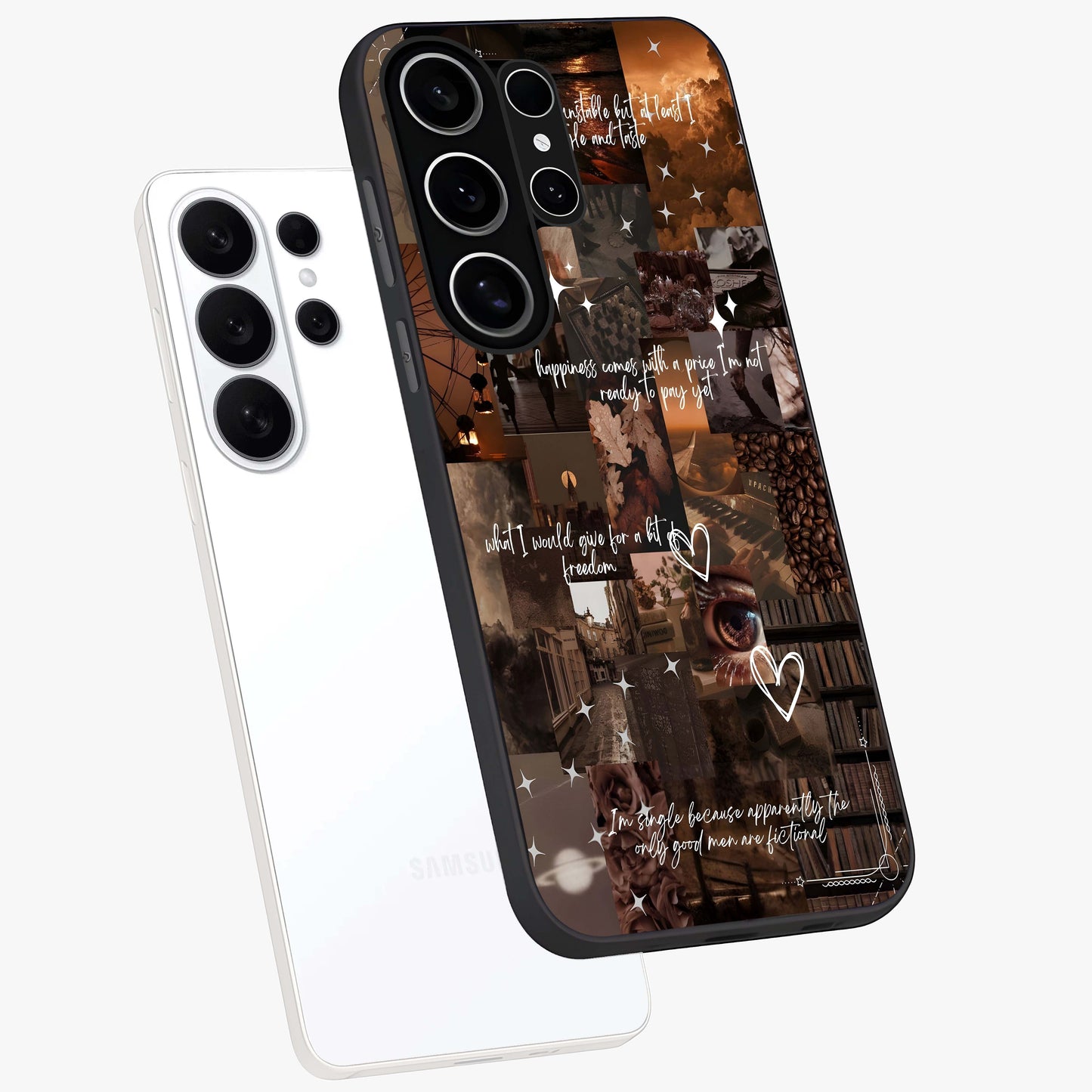 Bittersweet Aesthetic Chaos Glass Case displayed in angled mockup highlighting expressive abstract artwork and edgy aesthetic theme.