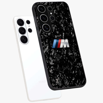 Carbon Speed Mark Glass Case displayed in angled mockup highlighting racing inspired carbon design and sleek aesthetic style.
