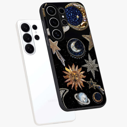 Celestial Gem Constellations Glass Case displayed in angled mockup highlighting gemstone inspired constellation design.