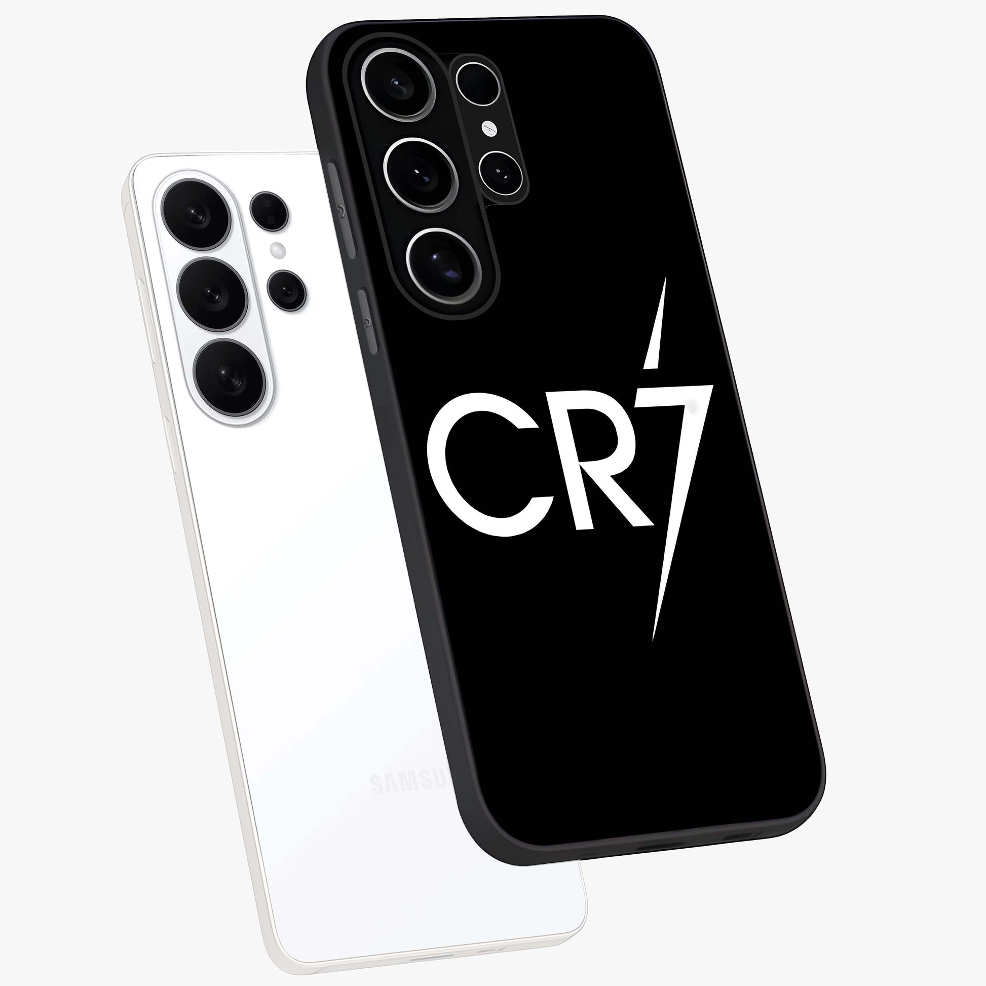 Cr7 Elite Strike Glass Case displayed in angled mockup highlighting powerful sports graphic with bold athletic theme.