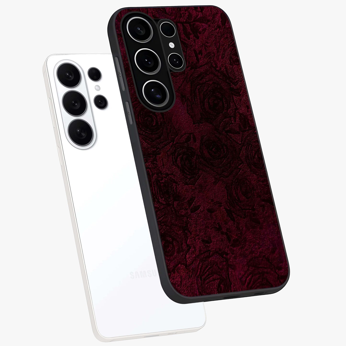 Crimson Fade Flow Glass Case displayed in angled mockup highlighting smooth gradient design with modern aesthetic style.