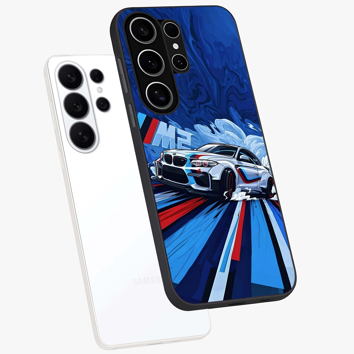 Drift Power Rush Glass Case displayed in angled mockup highlighting powerful drift car design with sporty aesthetic style.
